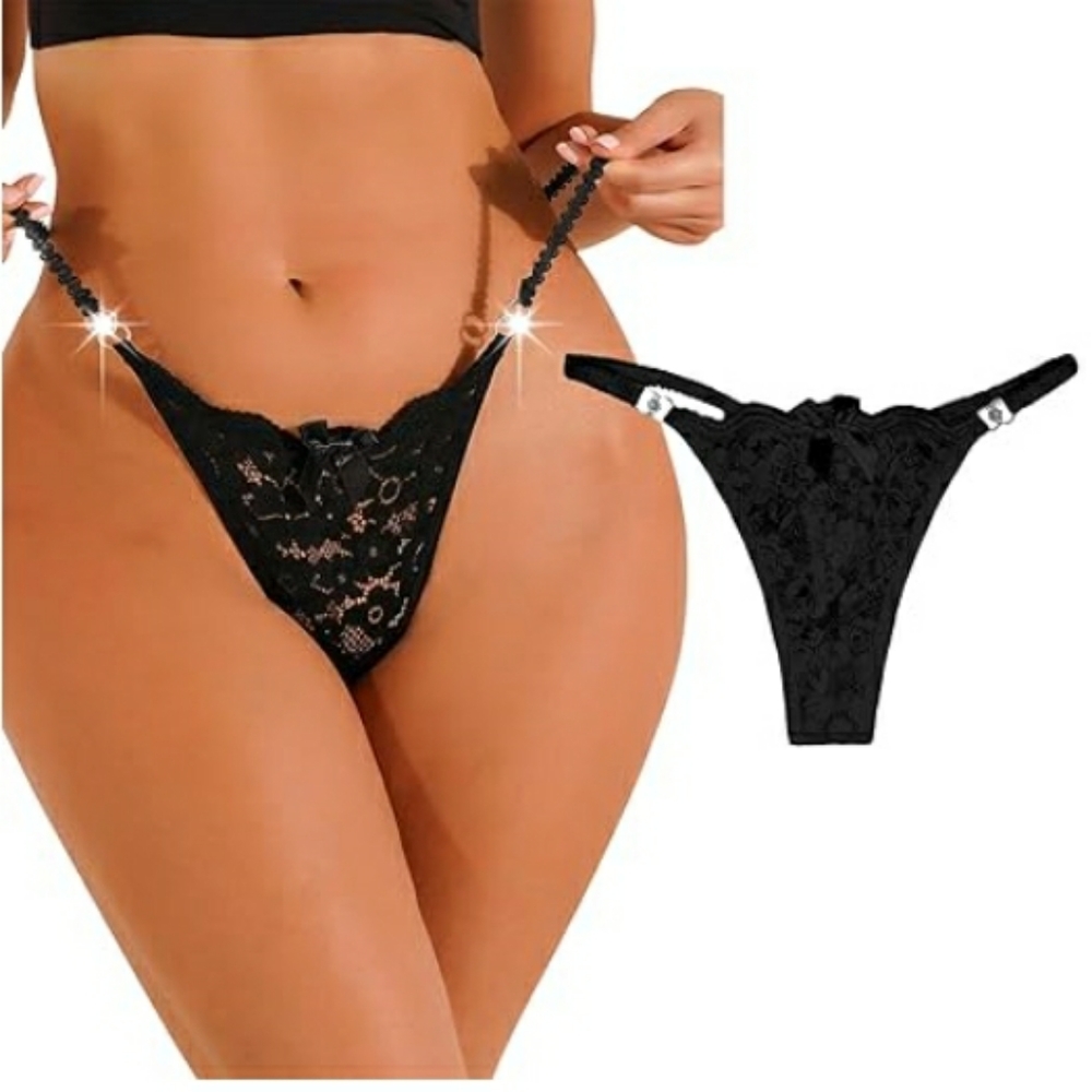 G-String Thongs Panties T Back Low Waist Seamless Underwear Black NWT